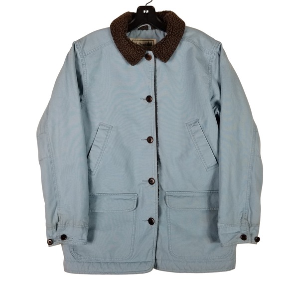 L.L. Bean Jackets & Blazers - LL Bean Barn Coat Womens Medium Blue Sherpa Lined Canvas Field Jacket 0BGX7